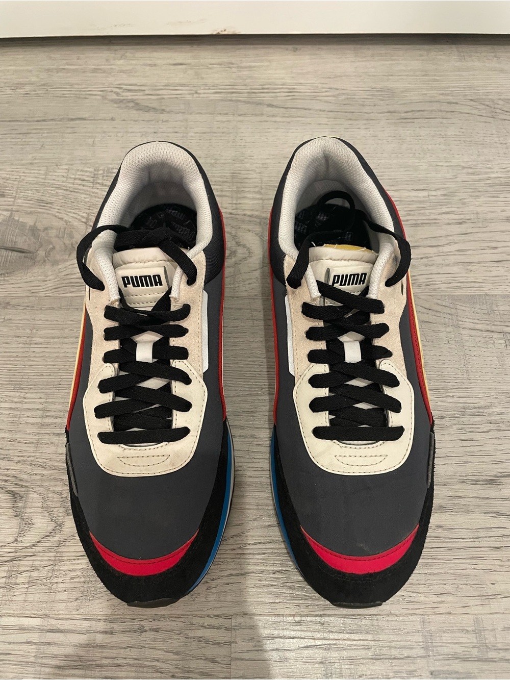 Puma Men's Black, White, Red, Blue & Tan Retro-Style Sneakers